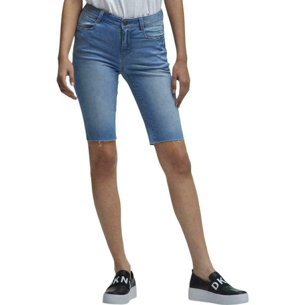 DKNY Women's Blue Medium Wash Studded Denim Shorts